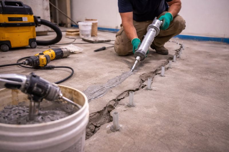 Cracked Basement Floor Repair in Wallingford, CT